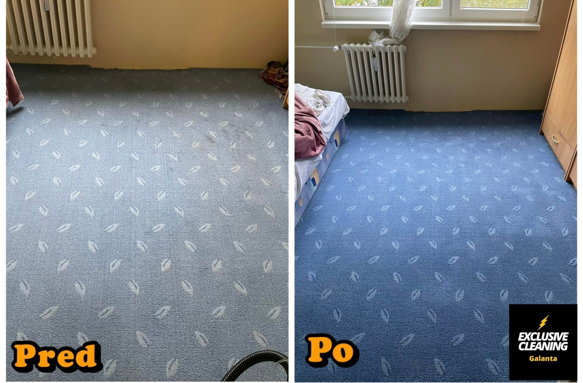 Koberec pred a po hĺbkovom tepovaní v Dunajskej Strede
