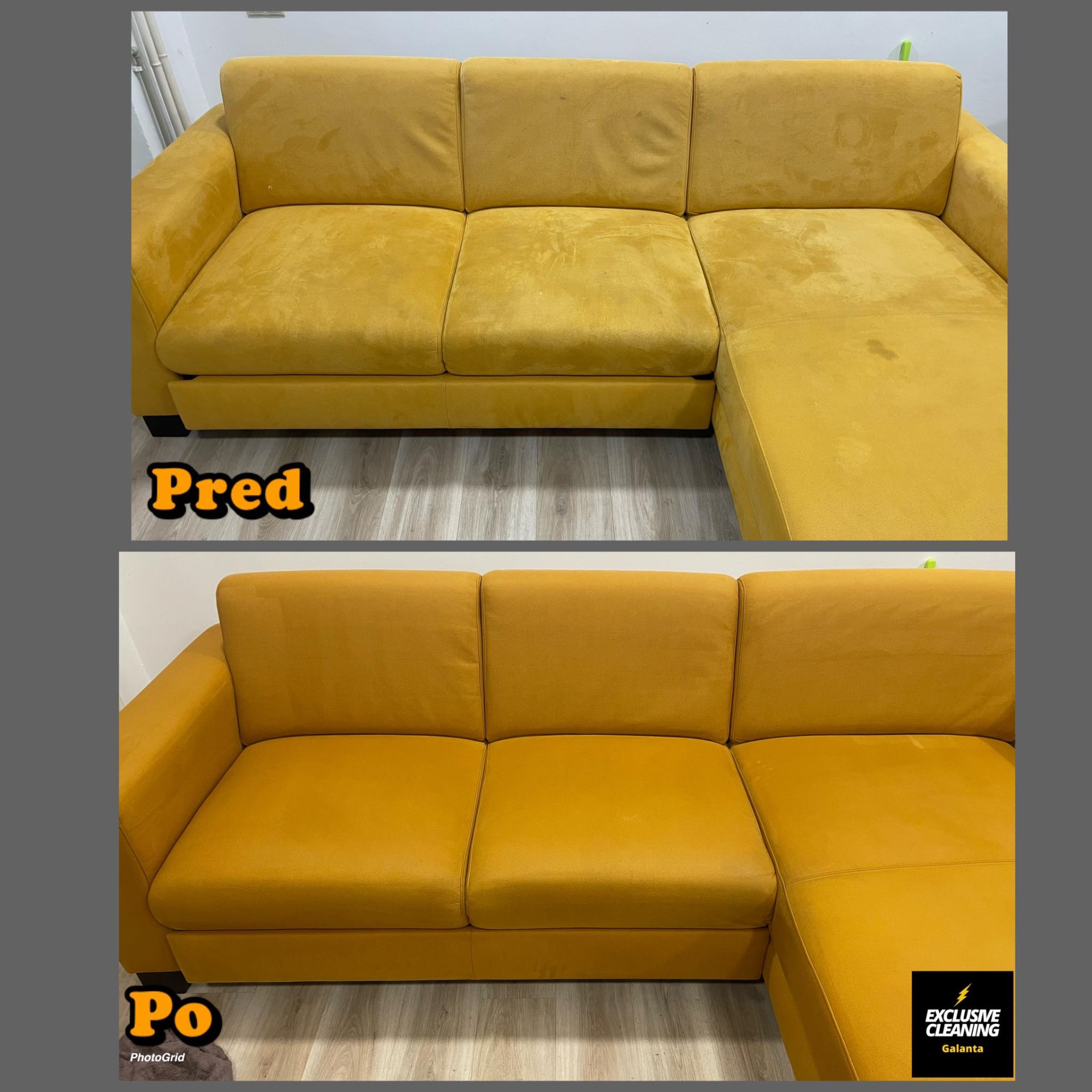 Sedačka po profesionálnom tepovaní Exclusive Cleaning – výsledok hĺbkového čistenia